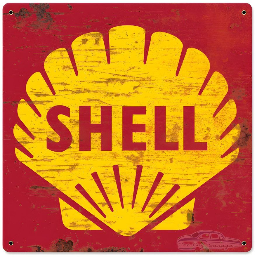 Shell 1961 Logo Grunge Metal Sign - 18" x 18"
