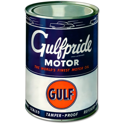 Gulf Motor Oil Metal Sign - 14" x 23"