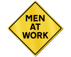 Men AT Work Caution Metal Sign