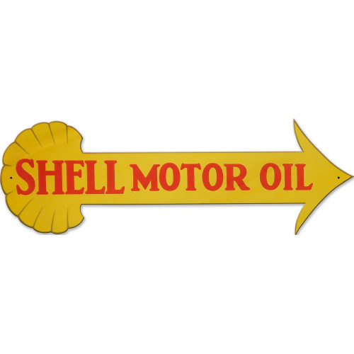 Shell Motor Oil Arrow Metal Sign - 31" x 10"