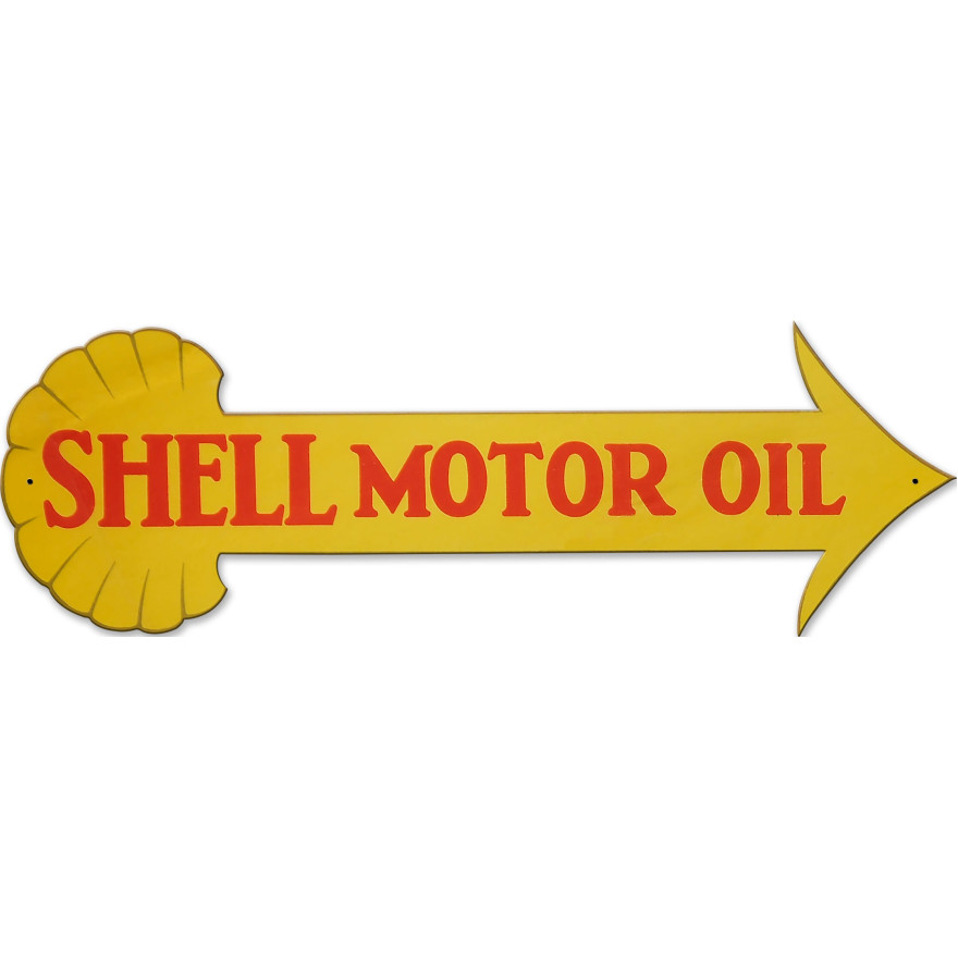 Shell Motor Oil Arrow Metal Sign - 31" x 10"