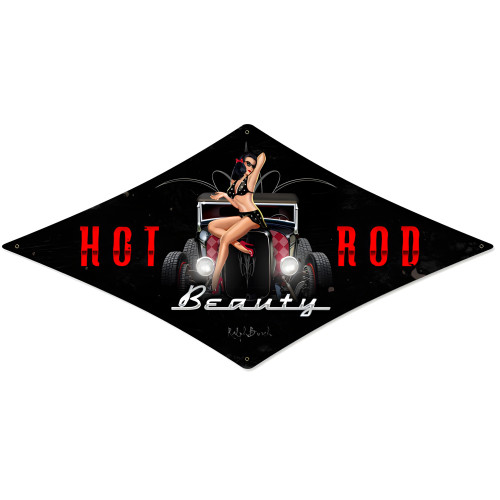 Hot Rod Beauty Metal Sign - 22" x 14"
