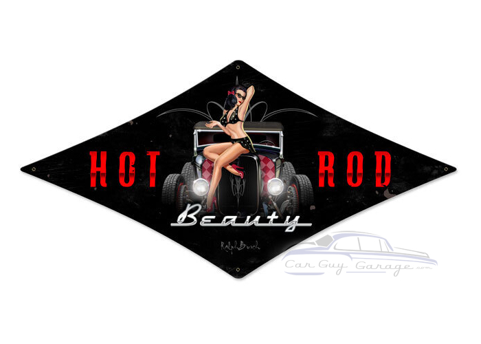 Hot Rod Beauty Metal Sign - 22" x 14"