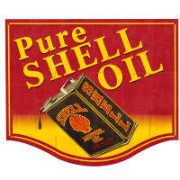 Pure Shell Oil Grunge Metal Sign - 19" x 16"