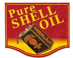 Pure Shell Oil Grunge Metal Sign - 19" x 16"