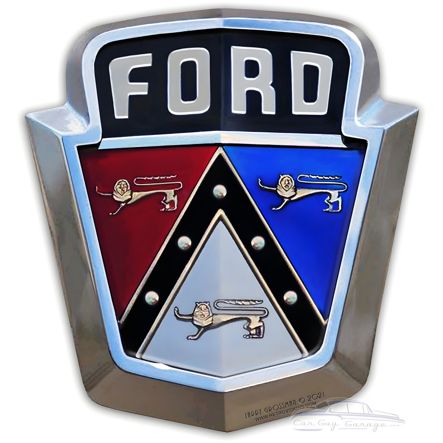 1950's Ford Emblem Custom Shape Metal Sign - 17" x 18"