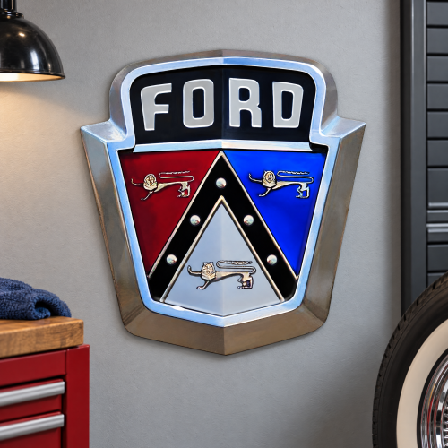 1950's Ford Emblem Custom Shape Metal Sign - 17" x 18"