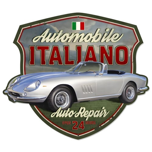 Automobile Italiano Shield Metal Sign - 18" x 16"