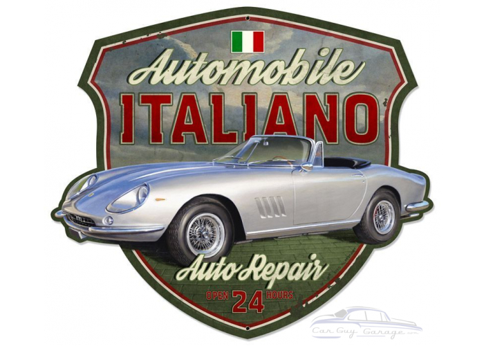 Automobile Italiano Shield Metal Sign - 18" x 16"