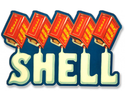 Shell Liquid Text Metal Sign