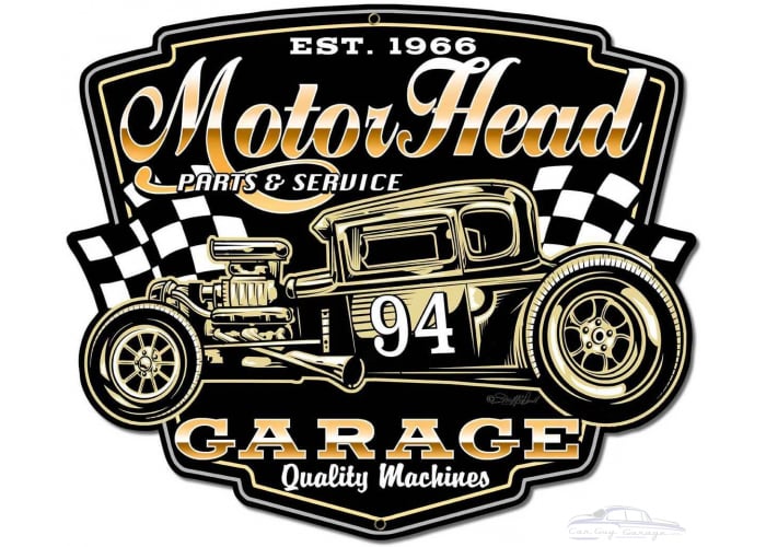 Motor Head Garage Metal Sign