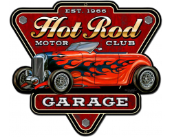 Hot Rod Garage Metal Sign - 18" x 16"