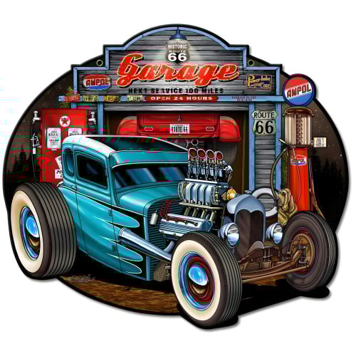 Garage Rod Metal Sign - 18" x 16"