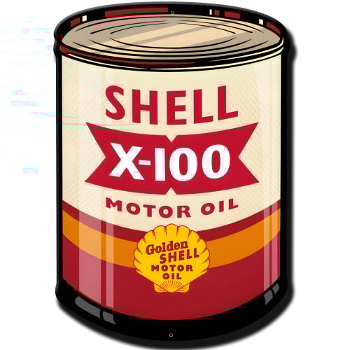 X 100 Motor Oil Metal Sign - 14" x 20"