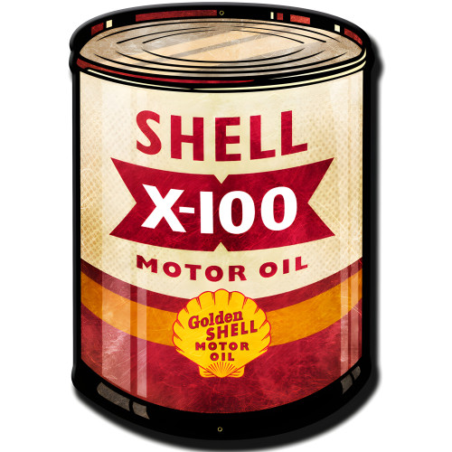 X 100 Motor Oil Distressed Metal Sign - 14" x 20"
