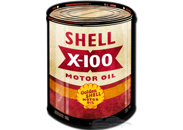 X 100 Motor Oil Distressed Metal Sign - 14" x 20"