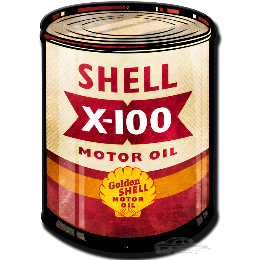 X 100 Motor Oil Distressed Metal Sign - 14" x 20"