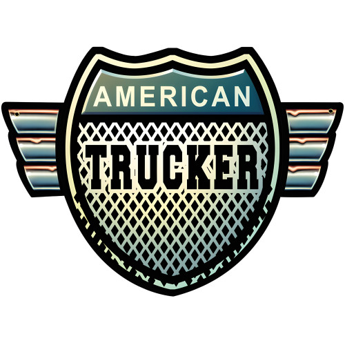 American Trucker Shield Metal Sign - 15" x 18"