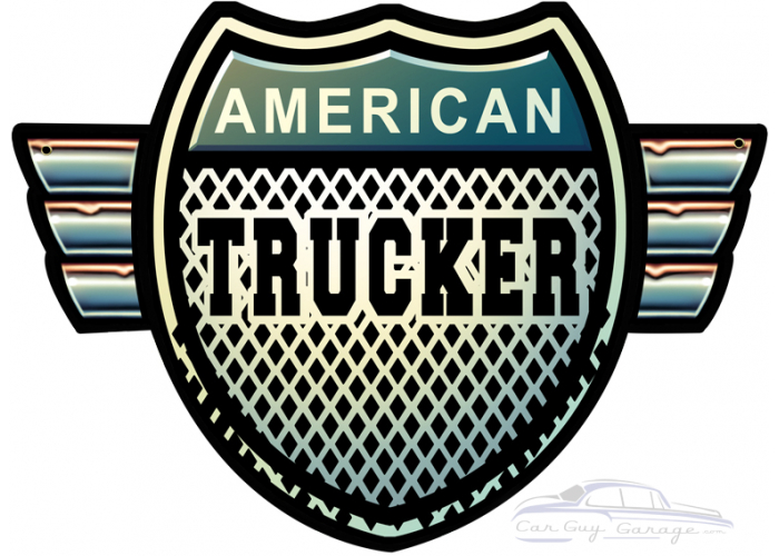 American Trucker Shield Metal Sign - 15" x 18"
