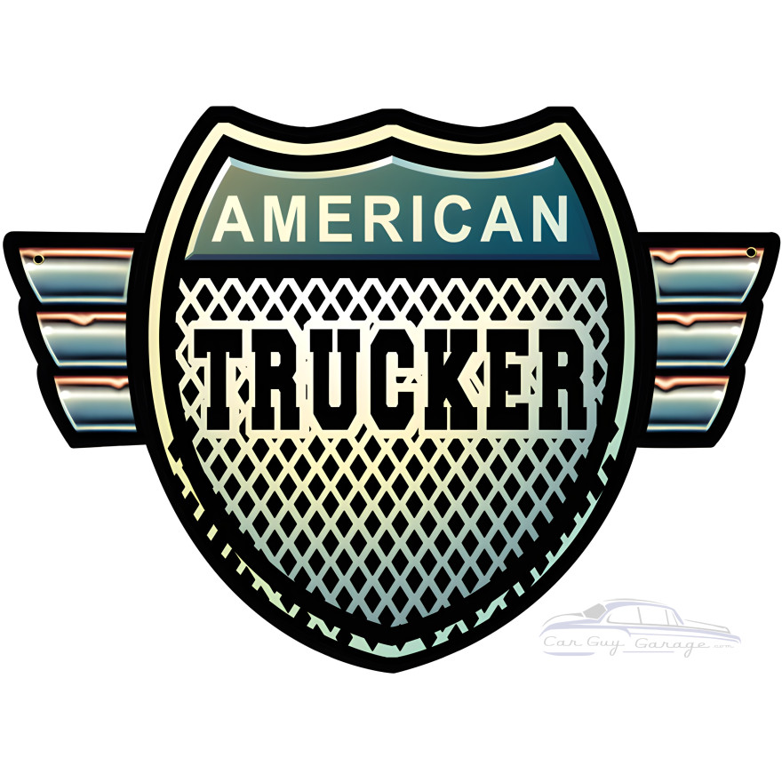 American Trucker Shield Metal Sign - 15" x 18"