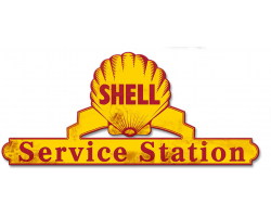 Shell Service Station Grunge Metal Sign