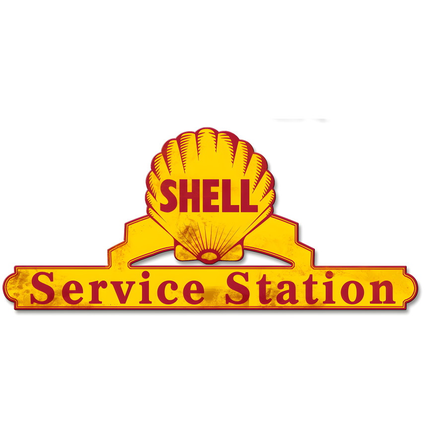 Shell Service Station Grunge Metal Sign - 25" x 11"