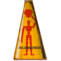 Shell Lubricating Oil Can Grunge Metal Sign - 23" x 12"