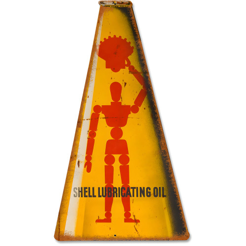 Shell Lubricating Oil Can Grunge Metal Sign - 23" x 12"
