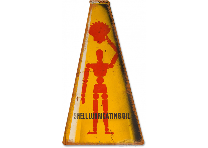 Shell Lubricating Oil Can Grunge Metal Sign - 23" x 12"