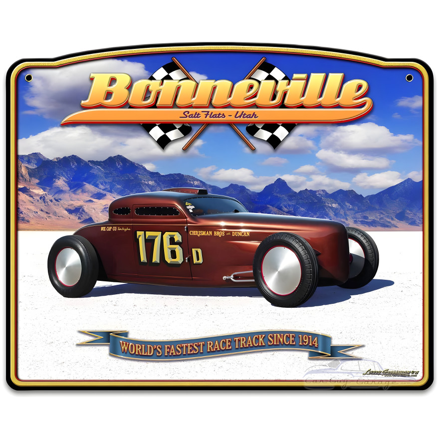 Bonneville Speed Coupe Frame Metal Sign - 18" x 15"