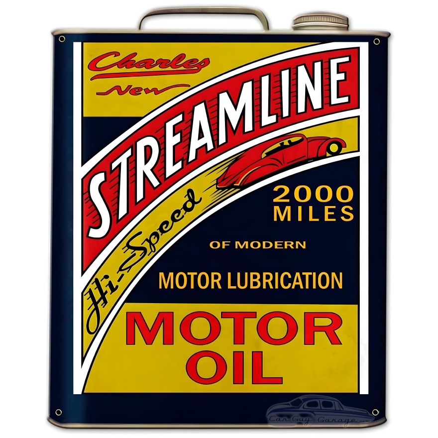 Streamline Motor Oil Can Metal Sign - 15" x 18"