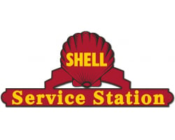 Shell Service Station Red Metal Sign - 24" x 11"