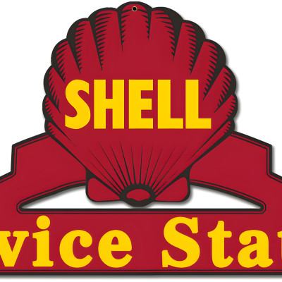Shell Rvie Signages Shell Service Station Red Metal Sign - Durable 24
