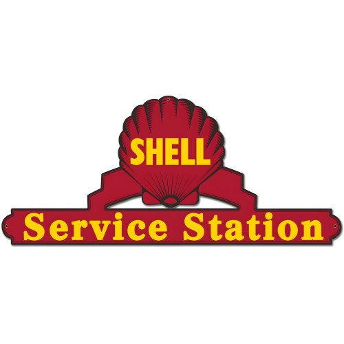 Shell Service Station Red Metal Sign - 24" x 11"