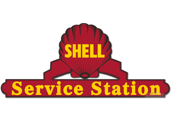 Shell Service Station Red Metal Sign