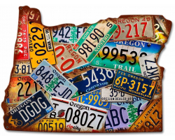 Oregon License Plates Metal Sign - 19" x 14"
