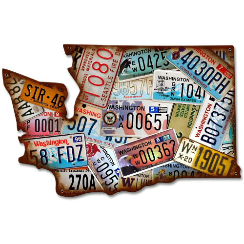 Washington State License Plates Metal Sign - 20" x 13"