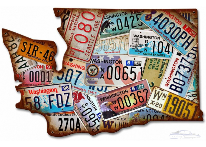 Washington State License Plates Metal Sign - 20" x 13"