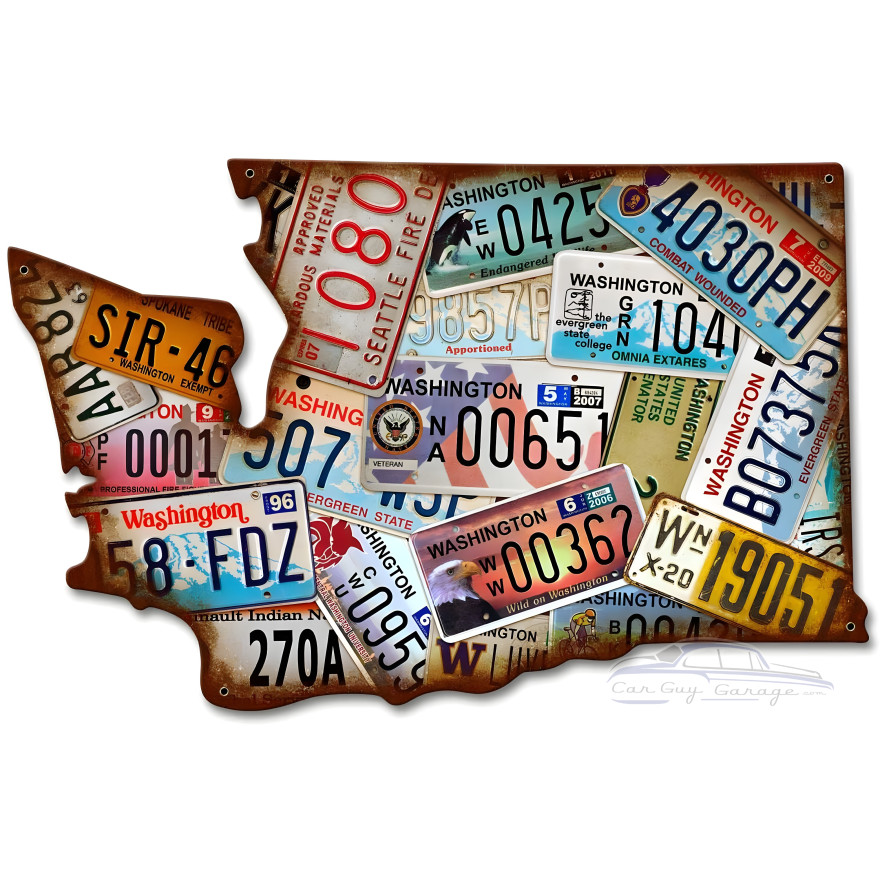 Washington State License Plates Metal Sign - 20" x 13"