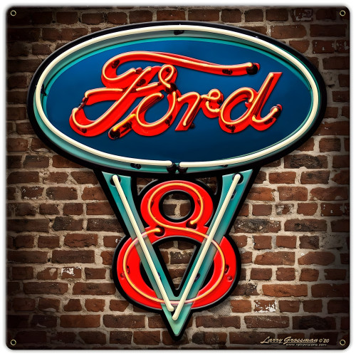 V-8 Sign 2 Metal Sign - 16" x 16"