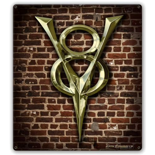 1930 V-8 Brick Wall Metal Sign - 15" x 17"