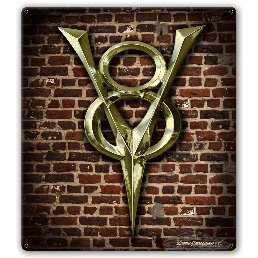 1930 V-8 Brick Wall Metal Sign - 15" x 17"