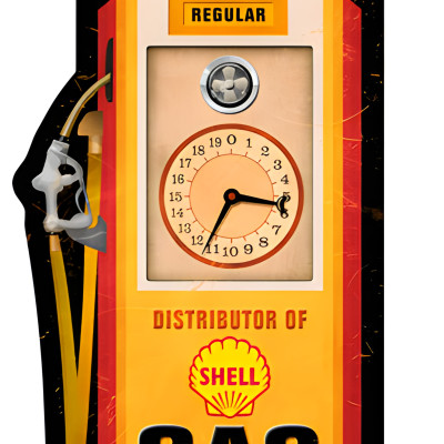 Shell Gas Pump Metal Sign - Vintage Decor, 9" x 27", USA Made