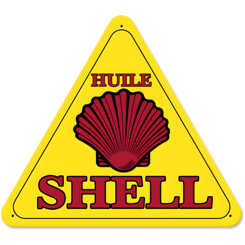 Huile Shell Triangle Metal Sign - 15" x 16"