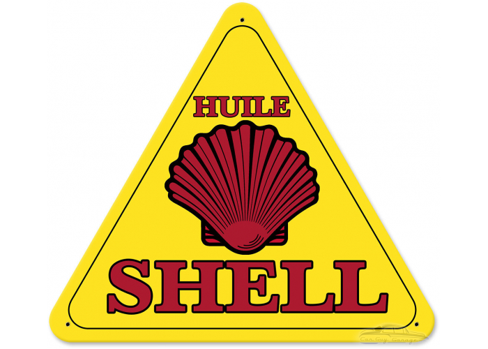 Huile Shell Triangle Metal Sign - 15" x 16"