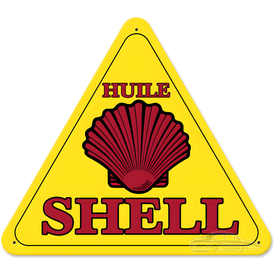 Huile Shell Triangle Metal Sign - 15" x 16"