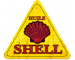 Huile Shell Grunge Triangle Metal Sign - 15" x 16"