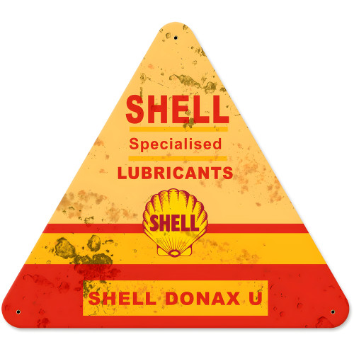 Shell specialized lubricants grunge metal sign - 15" x 16"