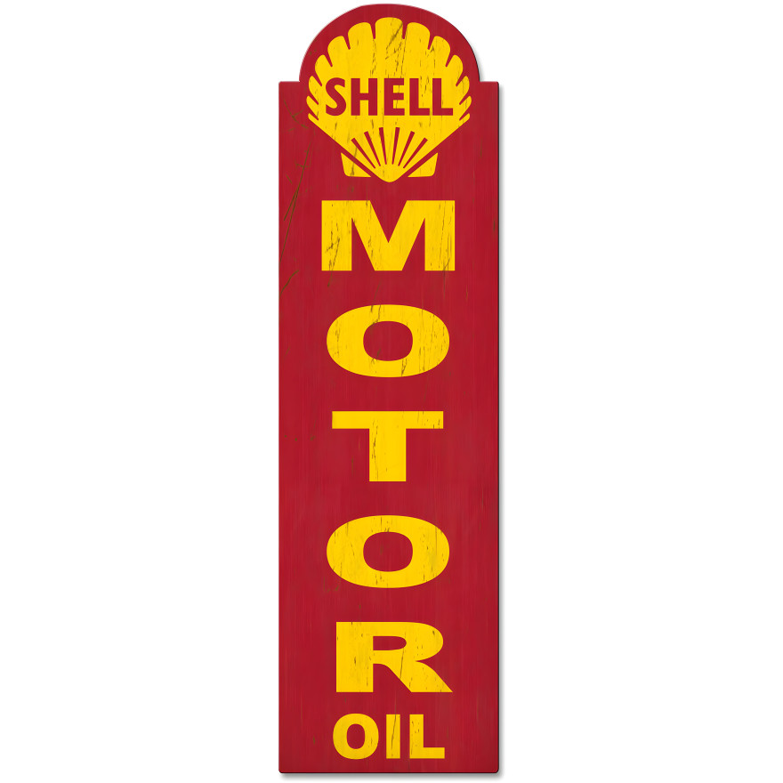 Shell Motor Oil Grunge Metal Sign - 8" x 30"
