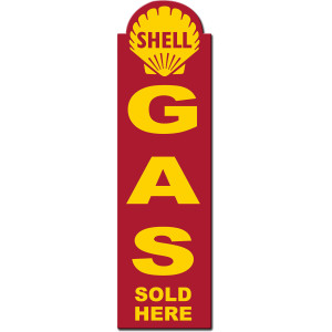 Shell Gas Sold Here Metal Sign - 8" x 30"
